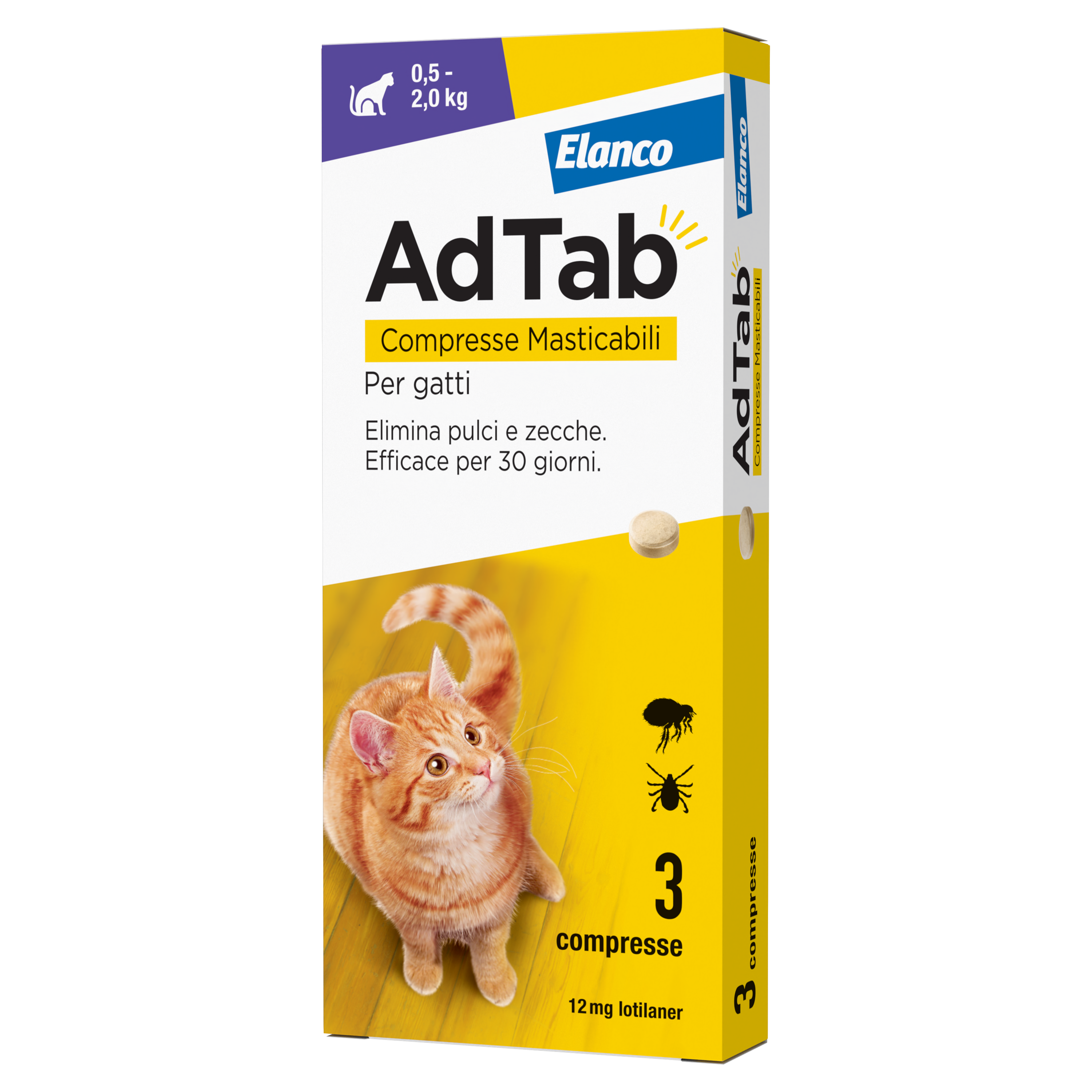 AdTab Compresse Masticabili per gatti 0,5 - 2,0 kg- 12mg
