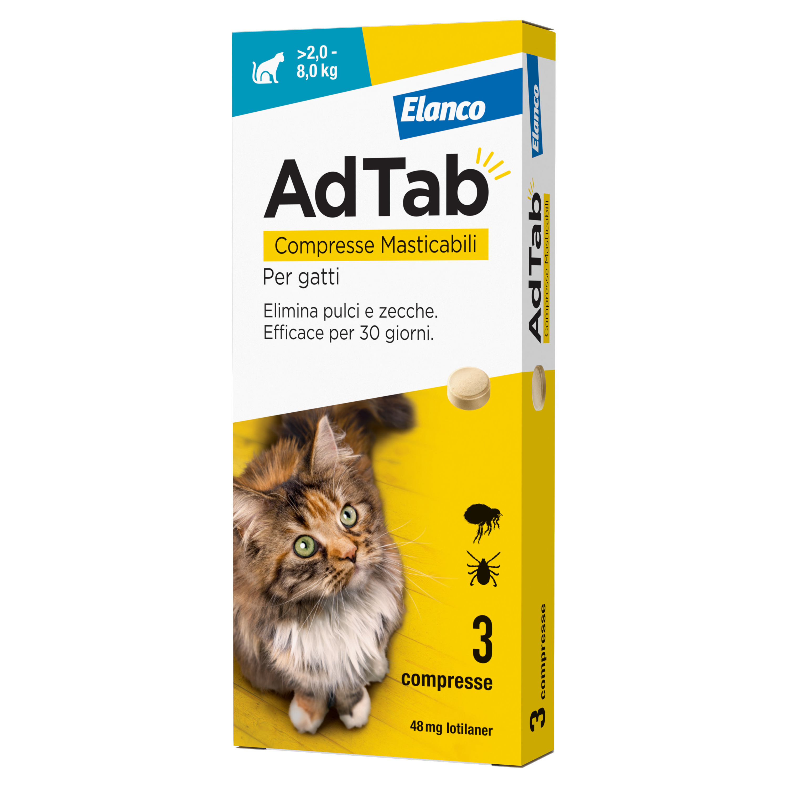 AdTab Compresse Masticabili per gatti >2,0 - 8,0 kg- 48mg